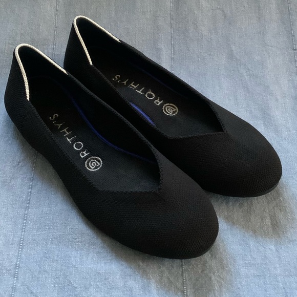 Rothy's Shoes - Rothy’s The Flat Black Round w/ Retired White Trim